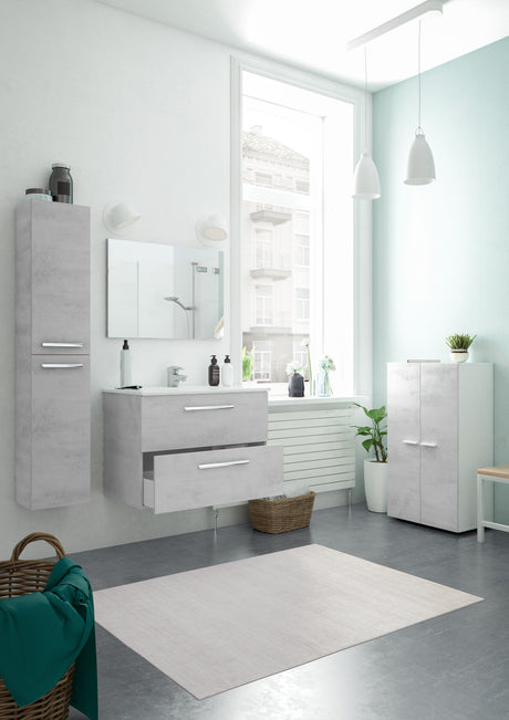 Kit mobile bagno aruba 2 cassetti 80 sosp. cemento