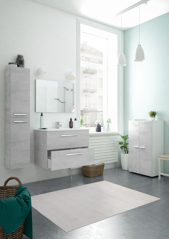 Kit mobile bagno aruba 2 cassetti 80 sosp. cemento