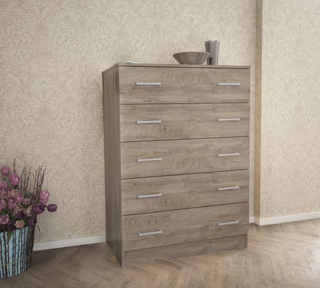 Kit cassettiera 5 cassetti 80x45x111 cm rovere k105