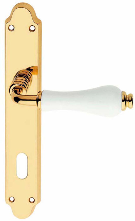 Maniglia ottone dalia q 8/90 ceramica lucido bia