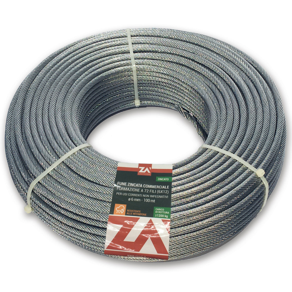 Cavetto acciaio zincato antigiro 133f d 6 100 m
