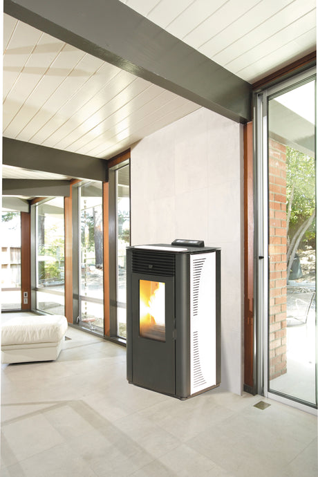 Stufa pellet 14 kw king 14 idro bianco