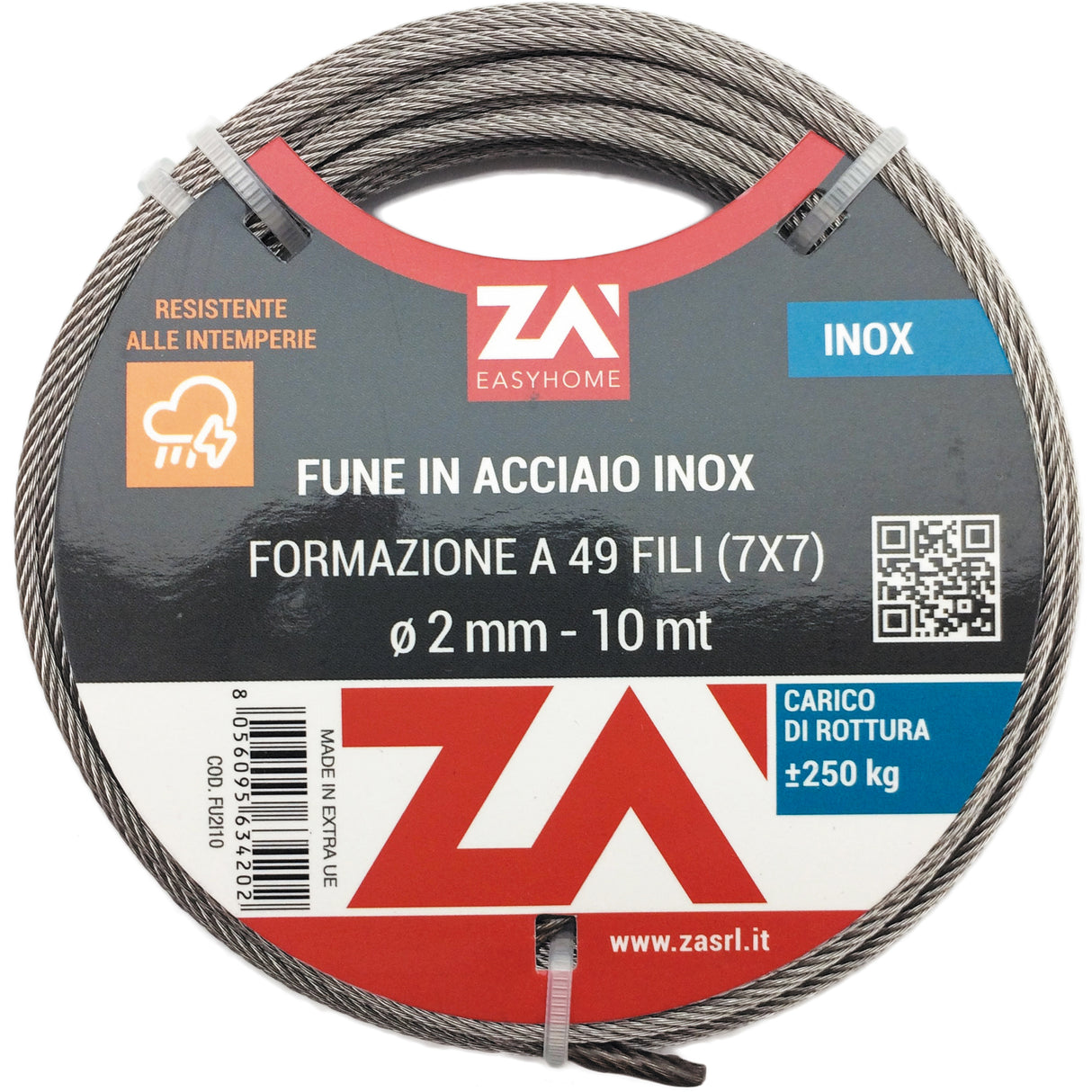 Cavetto acciaio inox 49f d 5 mm 10 m