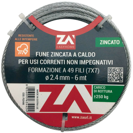 Cavetto acciaio zincato  7f d 0,9 mm  25 m