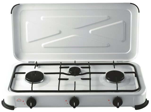 Fornello a gas 3 fuochi con coperchio