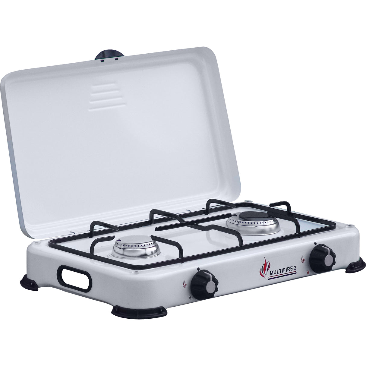 Fornello a gas 2 fuochi c/coperchio camping multifire 2