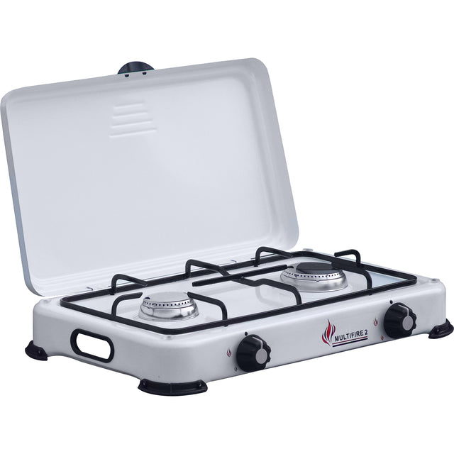 Fornello a gas 2 fuochi c/coperchio camping multifire 2