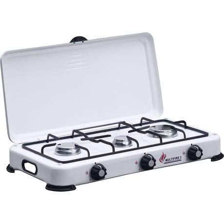 Fornello a gas 3 fuochi c/coperchio camping  multifire 3