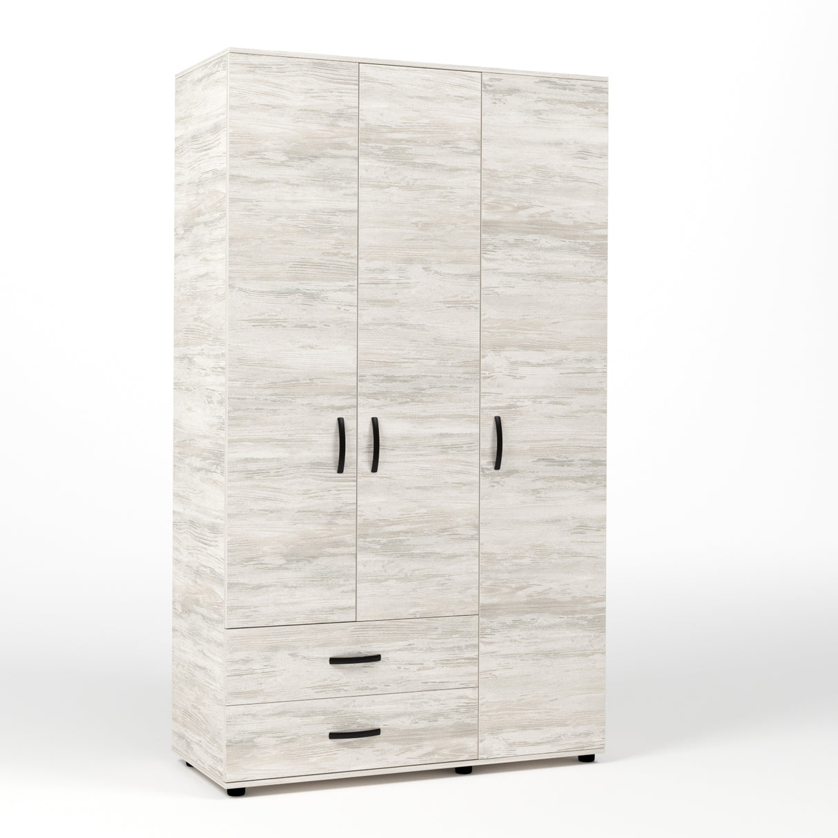 Kit armadio 3 ante + 2 cassetti 120x52x205 cm bianco ven.k083