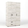 Kit armadio 3 ante + 2 cassetti 120x52x205 cm bianco ven.k083