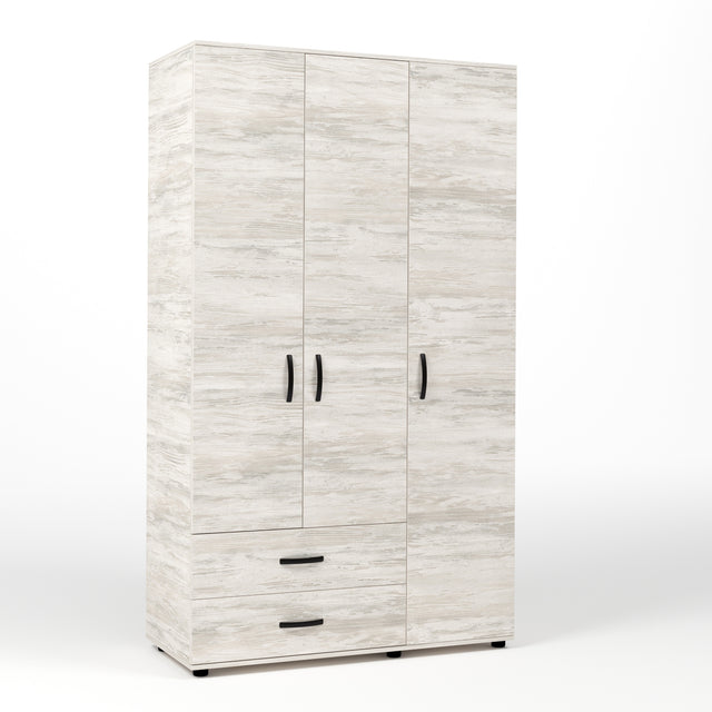 Kit armadio 3 ante + 2 cassetti 120x52x205 cm bianco ven.k083