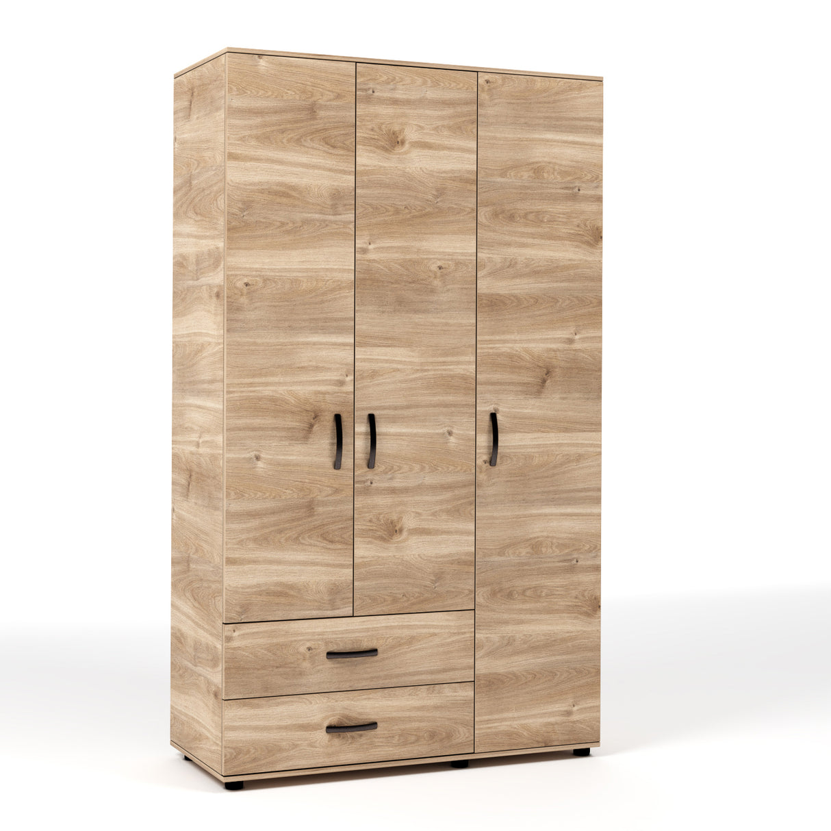 Kit armadio 3 ante + 2 cassetti 120x52x205 cm rovere m. k358