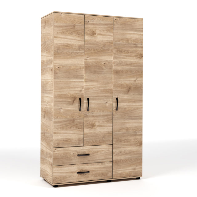 Kit armadio 3 ante + 2 cassetti 120x52x205 cm rovere m. k358