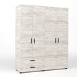 Kit armadio 4 ante + 2 cassetti 160x52x205 cm bianco ven.k083