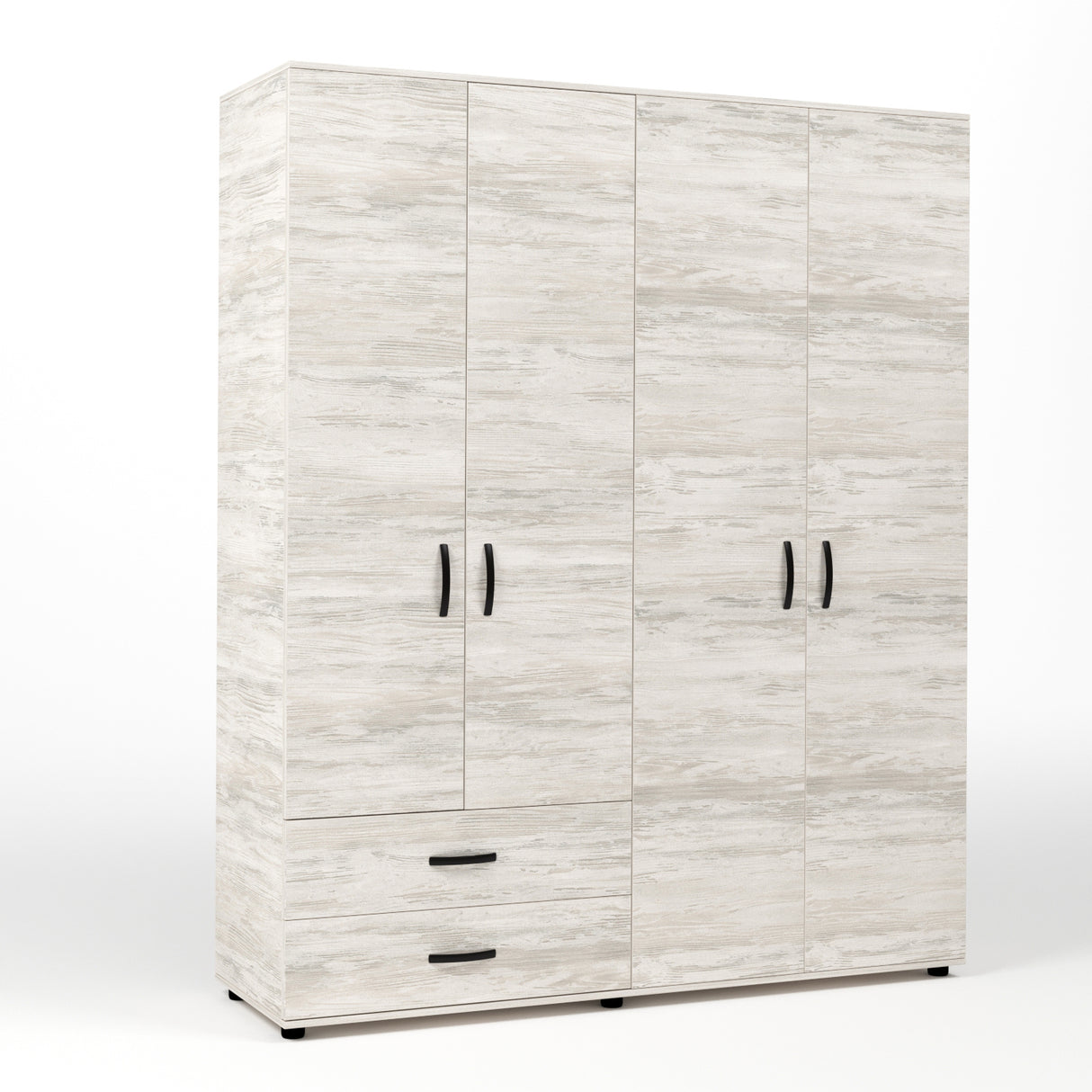 Kit armadio 4 ante + 2 cassetti 160x52x205 cm bianco ven.k083