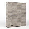 Kit armadio 4 ante + 2 cassetti 160x52x205 cm rovere plat.k355