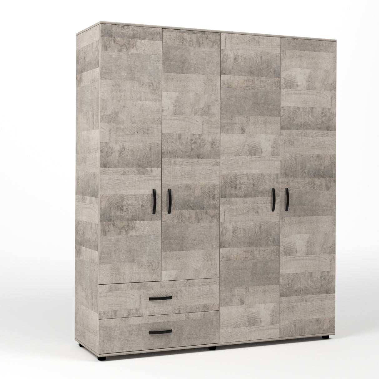 Kit armadio 4 ante + 2 cassetti 160x52x205 cm rovere plat.k355