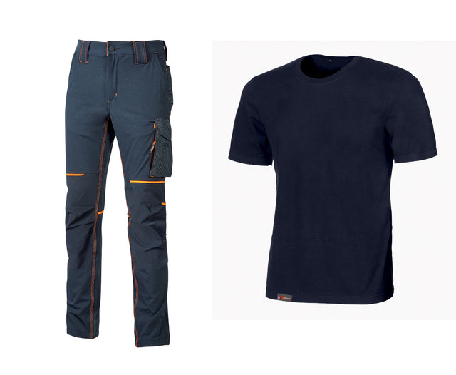 Workwear kit 2 t-shirt+ pantal deep blue tg   m