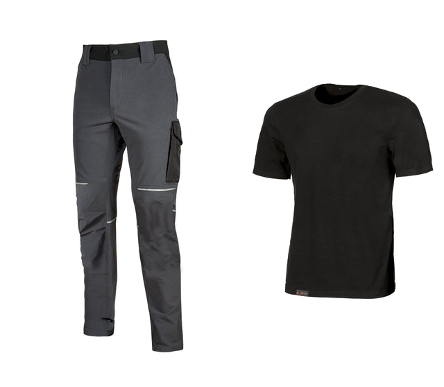 Workwear kit 2 t-shirt+ pantal black/grey tg   l