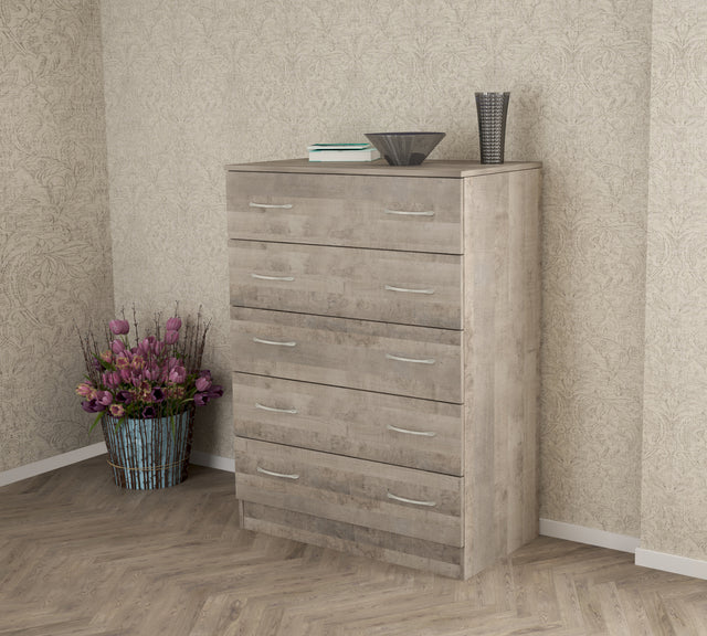 Kit cassettiera 5c 80x45x111 cm  rovere pl.