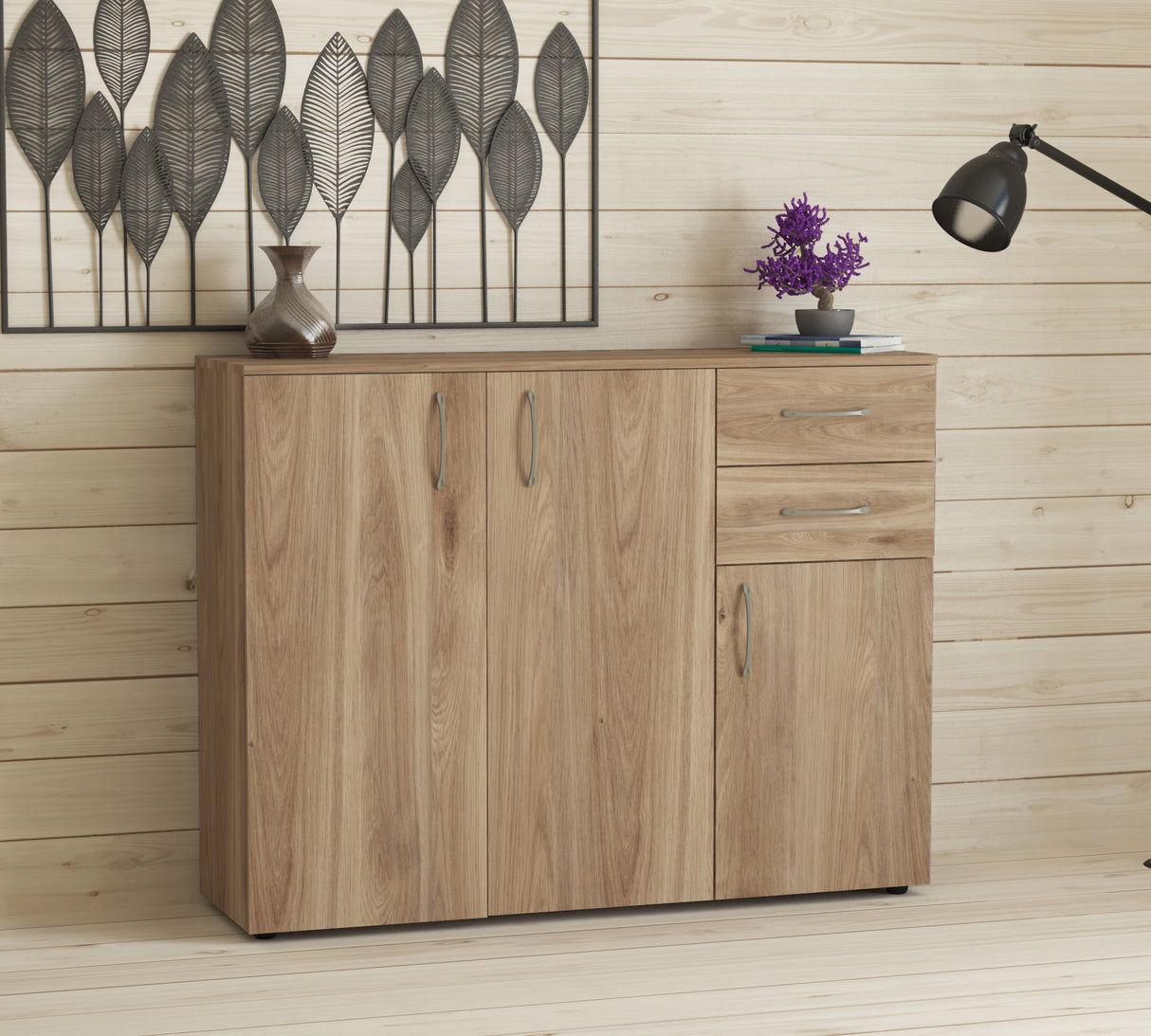 Kit mobile 3a+2c 106x36x83 cm rovere