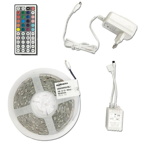 Kit strip led rgb ml.5 ip65 16w telec.
