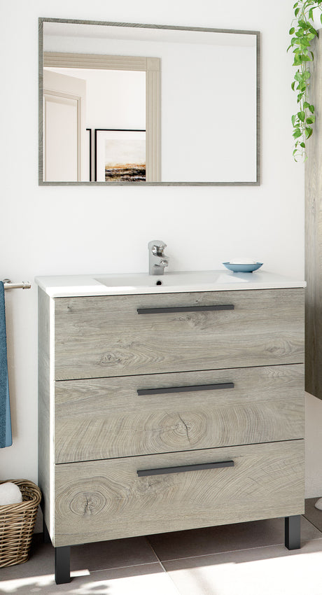 Kit mobile bagno athena 3 cassetti 80 rovere alaska