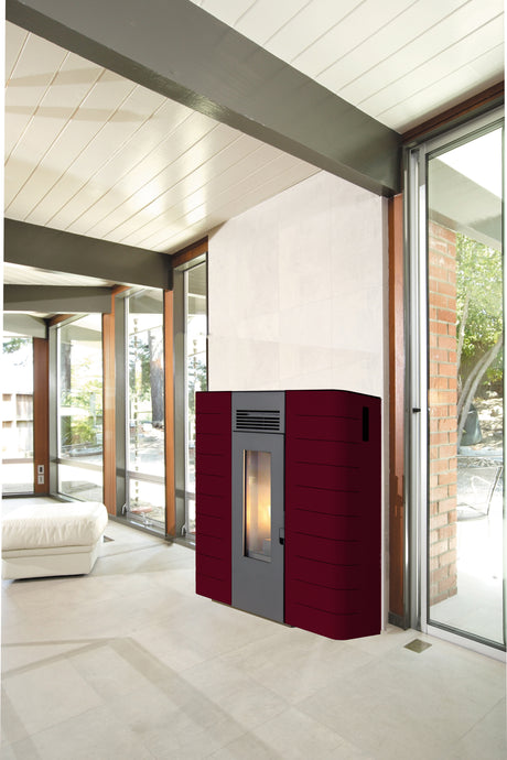 Stufa pellet king idro slim 16 bordeaux