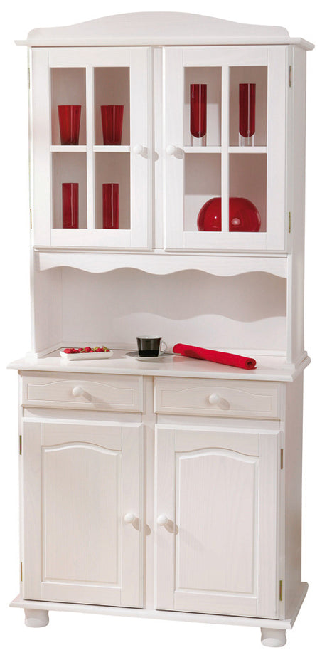 Kit credenza 2 ante +2 cassetti massello bianco