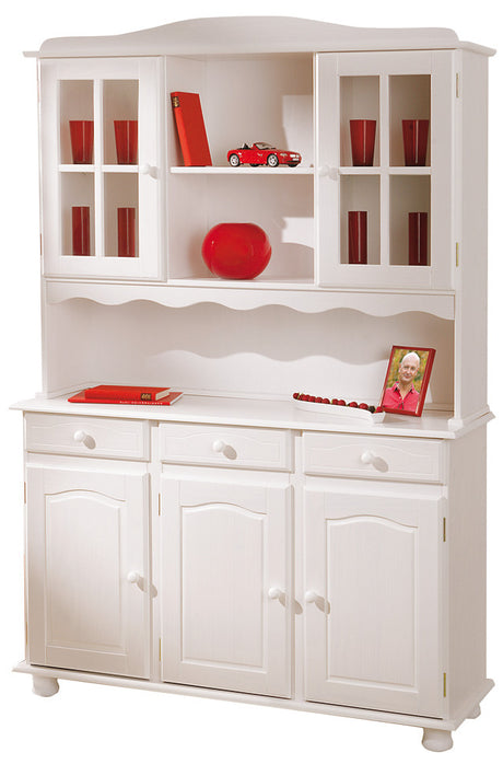 Kit credenza 3ante+3cassetti+2 vetrine mass. bianco