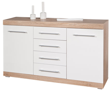 Kit buffet 2 ante + 4 cassetti lublin rovere/bianco laccato