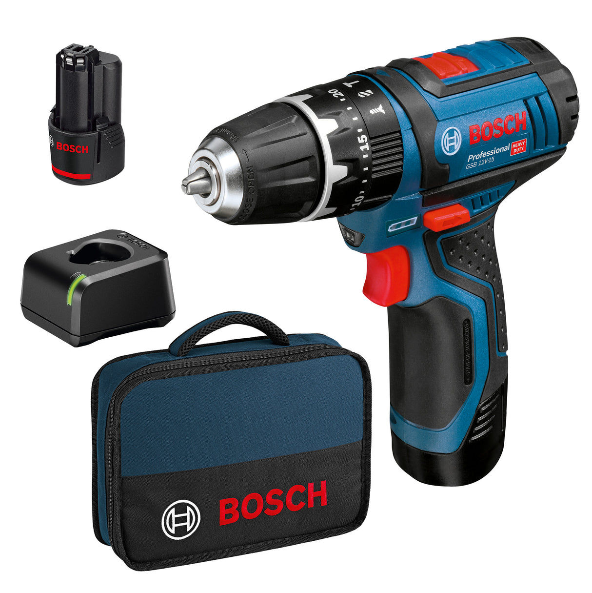 Bosch-b 12v trapano gsb12 v-15 con 2 batt. 2,0ah