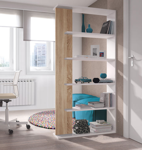 Kit libreria alida 90x25xh180 bianco rovere