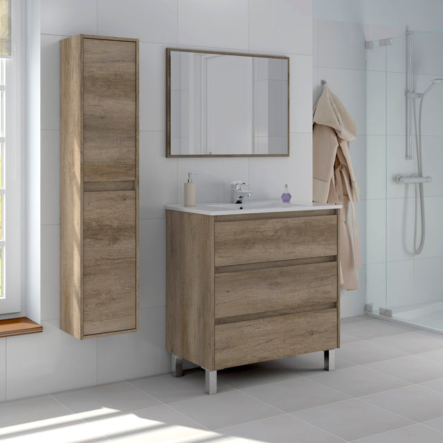 Kit mobile bagno dakota 3 cassetti 80 rovere nordik