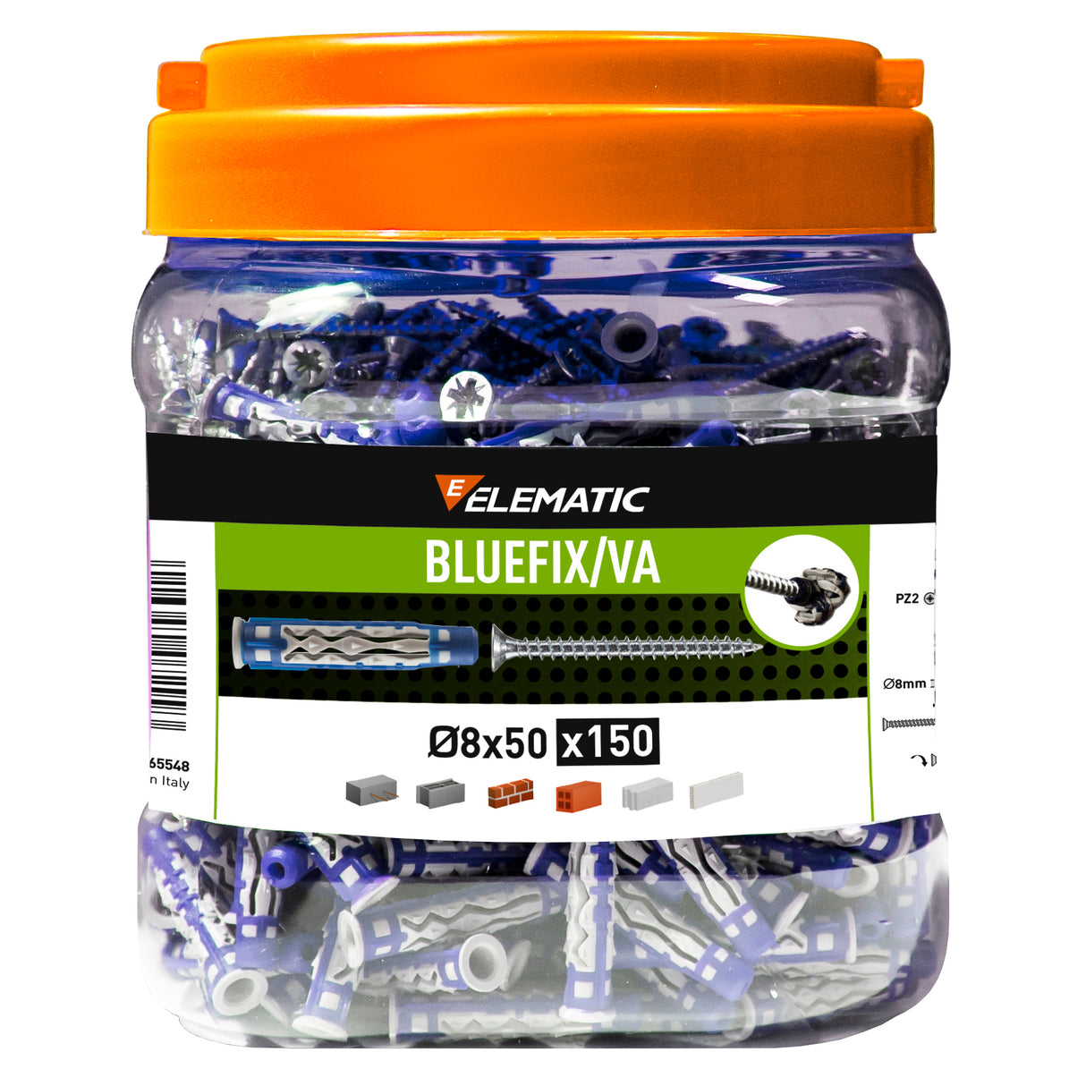 Elematic tassello bluefix va 8x50 barattolo 150 pz